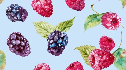 Seamless repetitive pattern background of raspberry fruit for fabric design