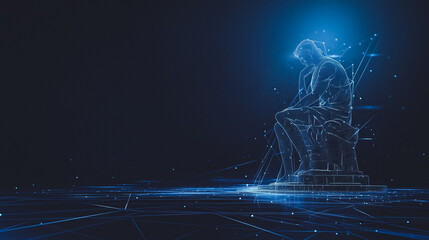 Digital business thinking man, technology and global network and connectivity Digital Concept Render 