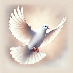 Obraz premium White pigeon dove of peace in flight watercolor illustration