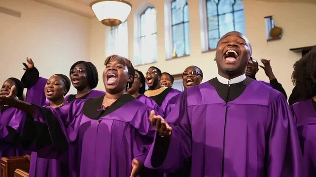 African American gospel church choir singing