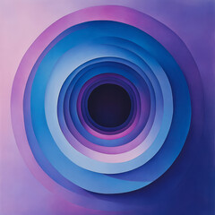 Obraz premium A set of concentric ovals with varying thicknesses in pastel blue and purple, creating a visual rhythm, isolated on a pastel lavender background,