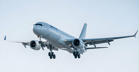 Obraz premium Commercial Airplane Mid-Flight Clear Sky