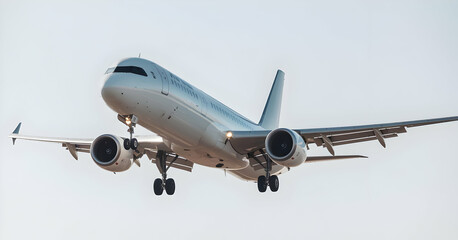 Obraz premium Commercial Airplane Mid-Flight Clear Sky