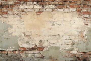 Weathered Brick Wall with Peeling Plaster