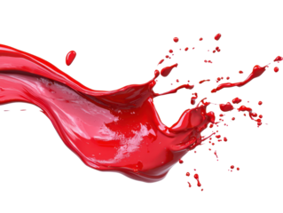 Dynamic splash of red paint captures motion isolate on transparent backgrounds, cutout, png