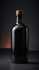 Minimalist Black Bottle in Studio Lighting.