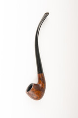 Wooden tobacco pipe isolated on white background with clipping path