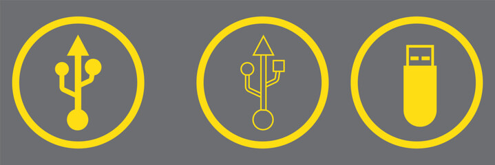 Usb icon set vector. Flash disk sign and symbol. flash drive sign.