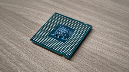 CPU for computer on wooden table