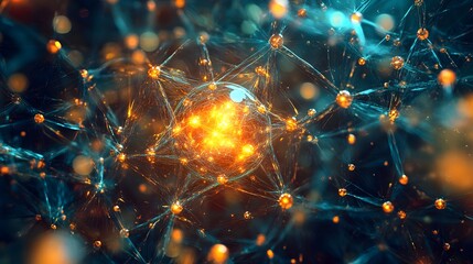 80. Glowing image of a central mineral atom within a complex, vibrant molecular network