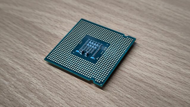 CPU for computer on wooden table