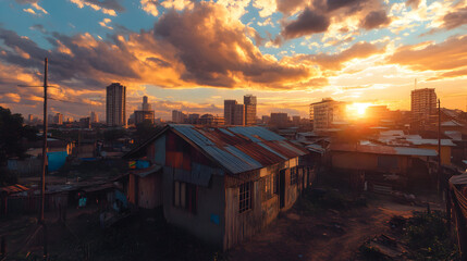 photo of coop house in nairobi, golden hour