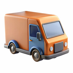 3d delivery truck on white background