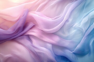 Abstract Draped Fabric in Pastel Pink, Purple, and Blue Tones