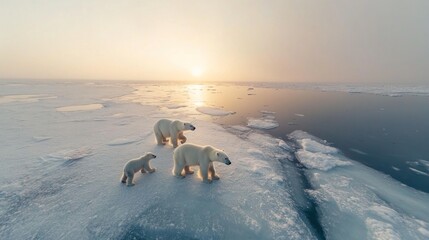 Naklejka premium Polar Bear Family on the Ice