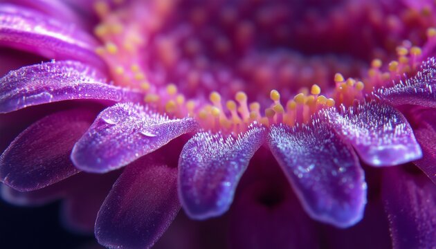 Aster extreme closeup macro photo petal purple flower
