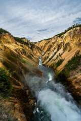 Fototapeta premium Grand Canyon of the Yellowstone National Park viewing upper and lower waterfalls from various locations including artist and inspiration points