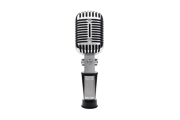 Classic retro microphone , placed on a white background