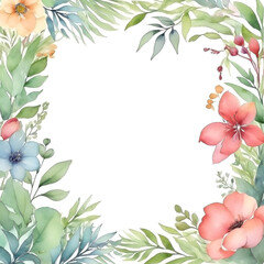 Watercolor botanical background frame