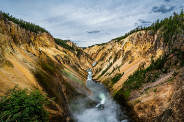 Grand Canyon of the Yellowstone National Park viewing upper and lower waterfalls from various locations including artist and inspiration points