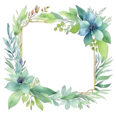 Fototapeta premium Watercolor botanical background frame