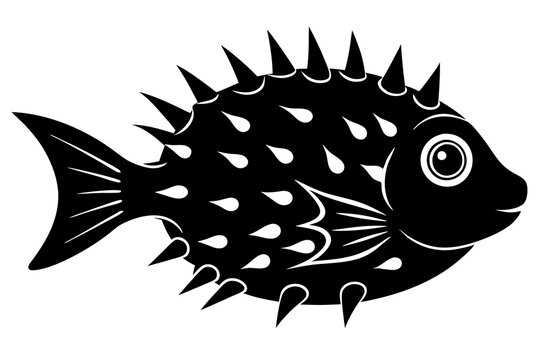 recommend clip art: Porcupinefish silhouette vector illustration 
                    