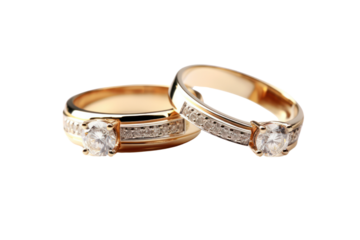 An artistic arrangement of a diamond-studded wedding , isolated on a crisp white backdrop