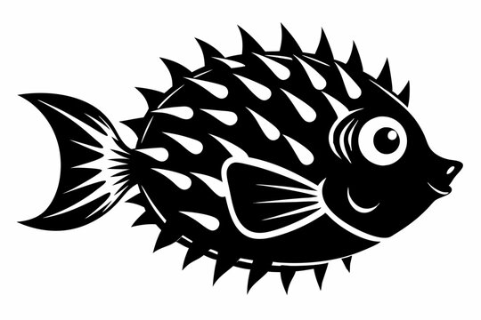 recommend clip art: Porcupinefish silhouette vector illustration 
                    