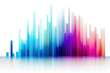 An abstract representation of a digital bar graph isolated on white background.