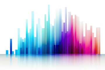 An abstract representation of a digital bar graph isolated on white background.