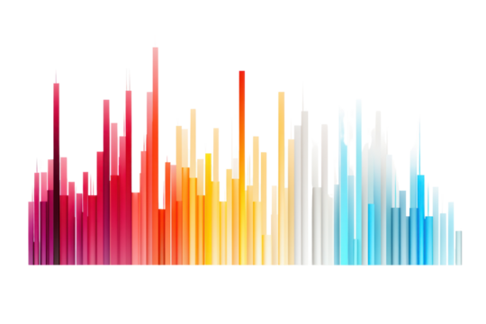 An abstract representation of a digital bar graph isolated on white background.
