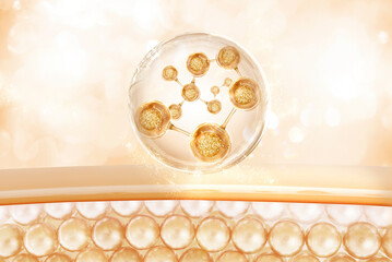 bubble and molecule background for cosmetic product