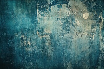 Obraz premium Weathered Teal Concrete Wall with Flaking Paint