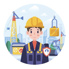 2d vector illustration safety , Civil protection and safety when working and taking safety 
