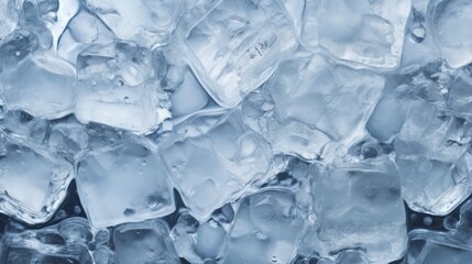 Crystal clear ice cubes as background, top view. Neural network ai generated art