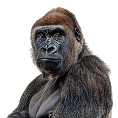 Obraz premium Western lowland gorilla isolated on transparent background, cut out