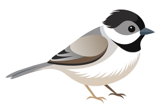 recommend clip art: chickadee bird with two legs side view vector art illustration