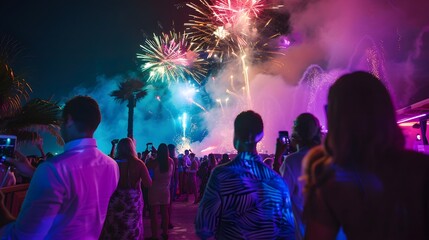 fireworks background at night party, new year's eve party