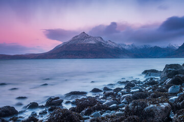 Pink sunset in Elgol. Isle of Skye on Scotland