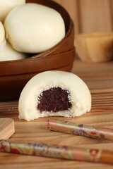 beautiful oriental decorated sweets with cream, bean jam and others