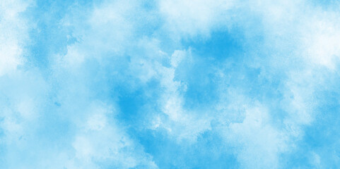 Natural Blue sky watercolor background texture for cover design, Grunge abstract cloudy blue smog texture art design, blue watercolor painting textured cloudy blue sky background.