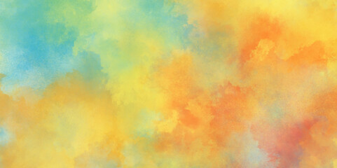 Colorful and acrylic Rainbow color watercolor grunge texture background, pastel watercolor paper textured illustration with splashes, Creative paint gradients multicolor watercolor background.