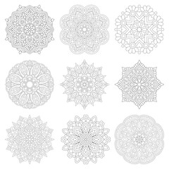 Set of decorative ornamental Mandala in ethnic oriental style, vector file