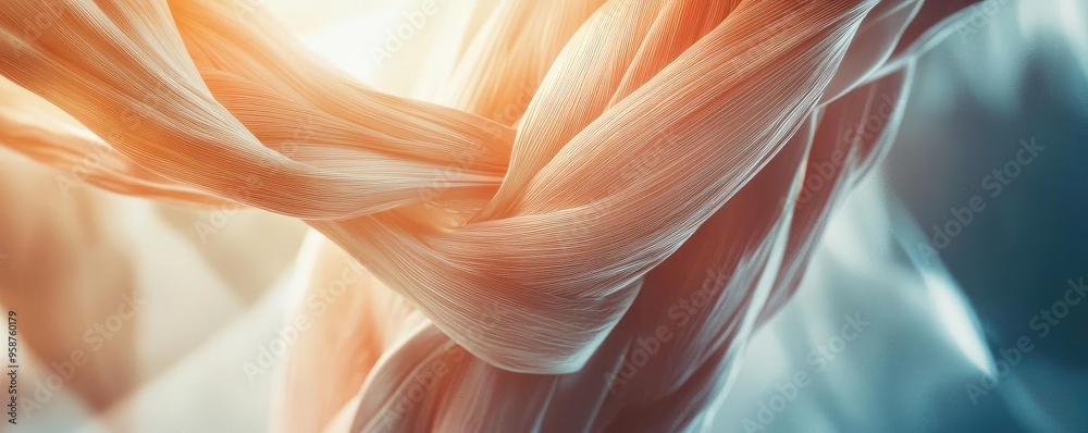 Poster Close-up of intertwining colorful muscular fibers showcasing strength, detail, and dynamic motion in a stunning visual display.