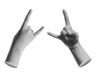 Kids hand, rock horns sign. Gesture symbol, finger punk rocker, concert. Musician signal isolated on white background...