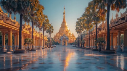 Naklejka premium Maha Myat Muni Pagoda on a sunny day