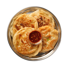  Roti canai breakfast top view on white background