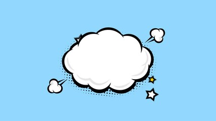 Animation pop art comic cloud speech bubble. Transparent background or green background. 4K  - Powered by Adobe
