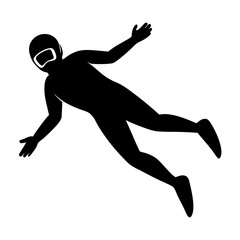 diver silhouette underwater black vector diver on white background 