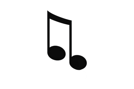 Single eighth note quaver isolated against a stark white backdrop, poised as the focal subject in a high-quality stock photograph, emphasized by defined bold lines, musically perfect, clarity